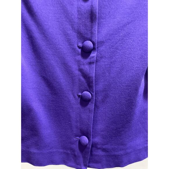 Milly Vintage Purple Blouse Black Sequin Collar Back Buttons Short Sleeve Sz SM - Picture 9 of 9